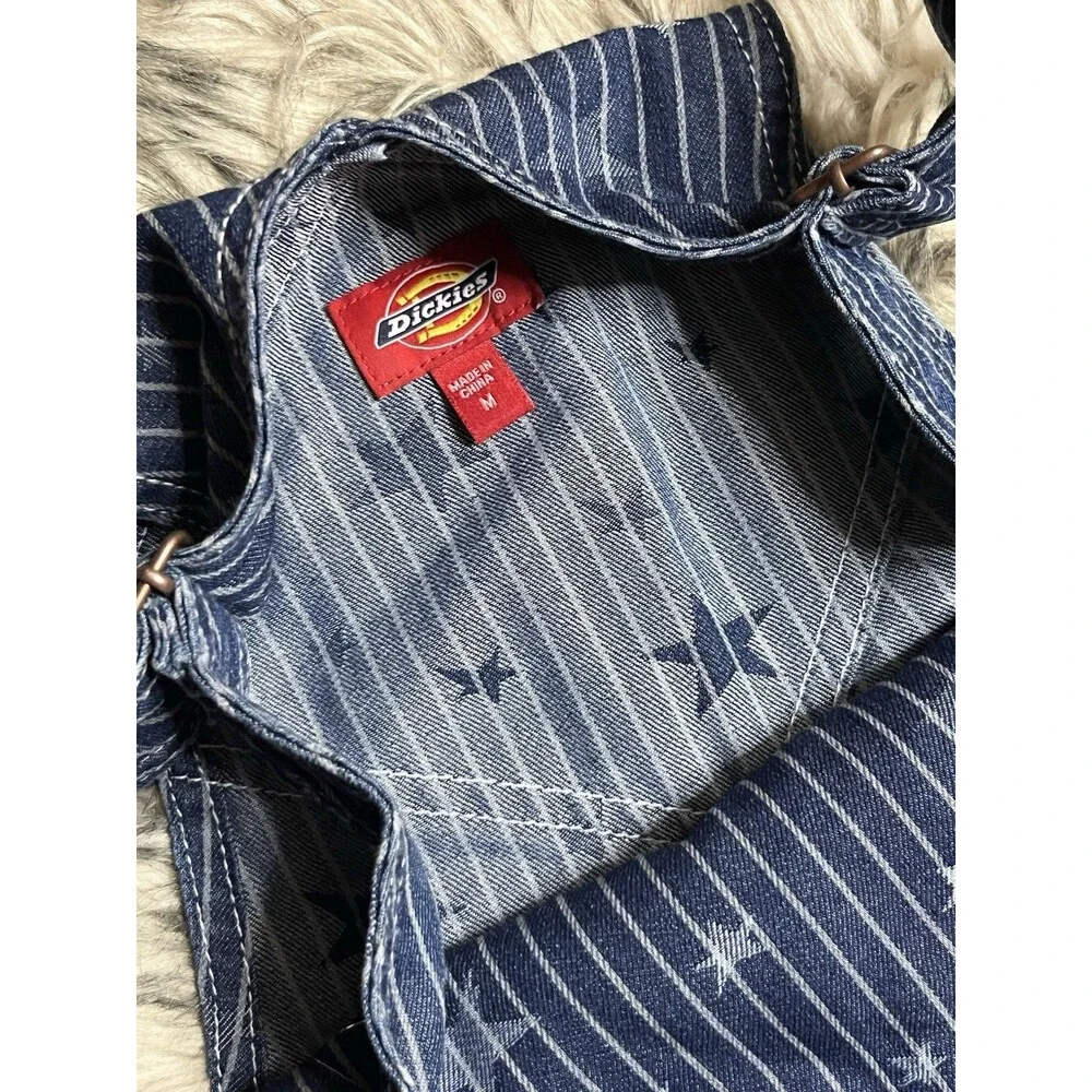 Dickies Hickory Star Strip Blue Denim Bib Overalls Sz M